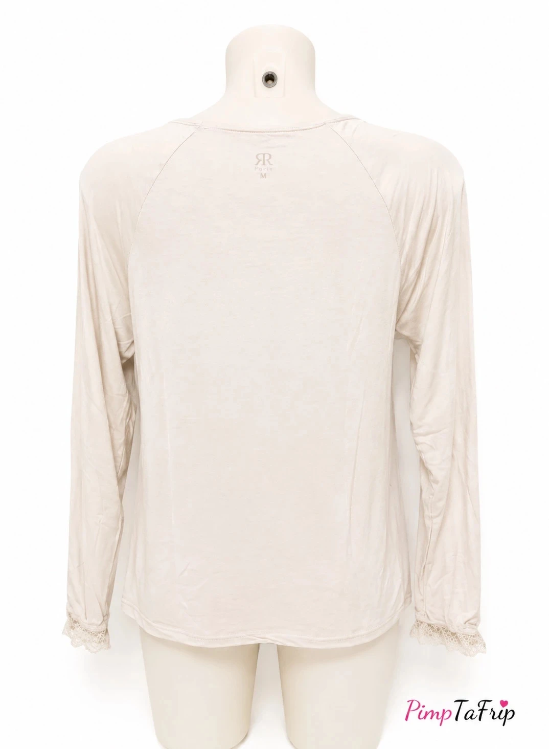 T-shirt de manga longa com detalhes em renda cru – Tamanho M – photo 4